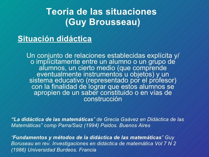 guy brousseau situaciones didacticas